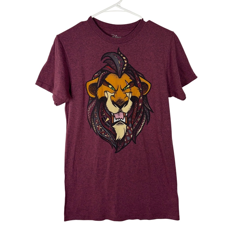 Disney Lion King Scar Graphic T-Shirt Mens‎ Small Burgundy Maroon Villain Tee